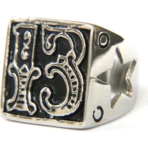 Support Dropship Size 7-14 Star Number 13 Ring 316L Stainless Steel Jewelry Lucky 13 Cool Ring