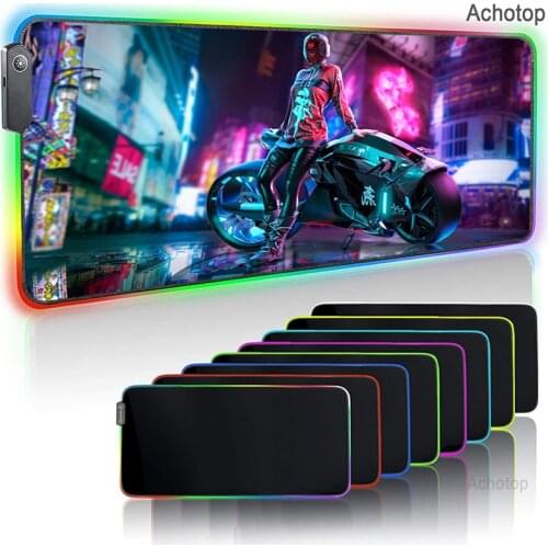 Cyberpunks RGB Mouse Pad Gaming Accessories Large Mousepad Backlit XXL Mouse Pads LED Gamer Computer Mause Carpet Desk Mat