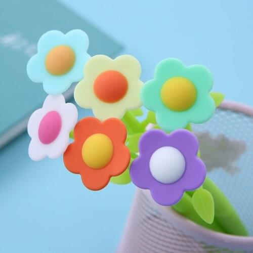 24Pcs Beautiful Funny Cute Stationery Pens Silica Gel Plant Flower Kawaii Office School Ballpoint Wedding Teacher Girl Kids Gift