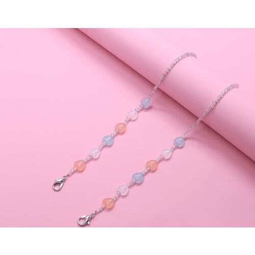 Colorful Beaded Mask Chain Eyeglasses Lanyards For Girls Heart Eyewear Masks Holder Neck Strap Acrylic Cute Gifts Anti-lost Rope