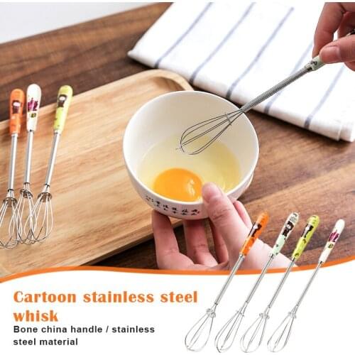 Stainless Steel Egg Whisk Mixer Cartoon Handle Eggs Beater Kitchen Baking Whipping Tools KI