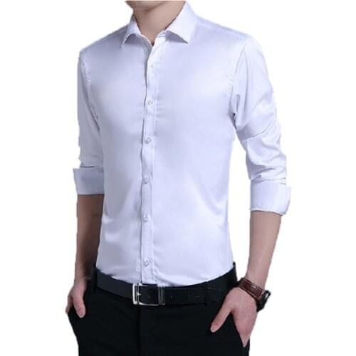 Mens New Youth Fashion Long-sleeved Shirt Classic Business Casual Professional Tooling Top Quality Dad Workwear Shirt