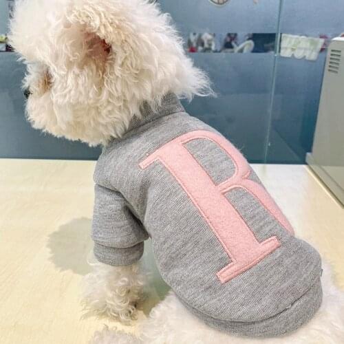 New Dog Clothes Autumn Warn Gray Hoodie for Dogs Cat Costume Letter Fashion Costume
