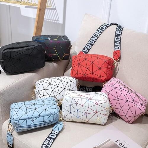 2021 new trend fashion womens pu leather crossbody bag geometric colorful stitching rhombus shoulder handbags сумка женская