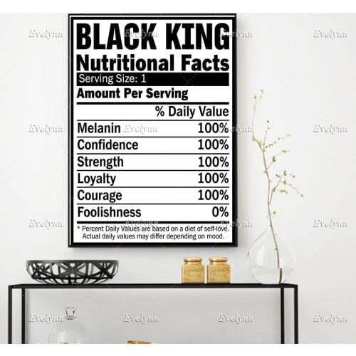 Black King Poster, Nutritional Facts Wall Art DéCor, Nutrition Design, Black Lives Matter Home Decor Prints Wall Art Canvas Gift