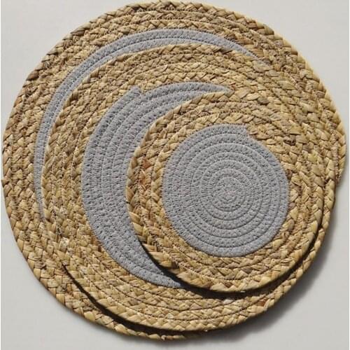 Corn fur woven Dining Table Mat Heat Insulation Pot Holder Round Coasters Coffee Drink Tea Cup Table Placemats Mug Coaster