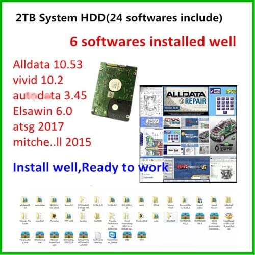 Auto Repair Software 2021 Hot Alldata 10.53 Vivid workshop data ElsaWin6.0 ATSG Auto..data 3.45 Mit..ell install well on 2TB HDD