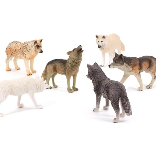 Lifelike Wild Wolf Animal Figure Plastic Figurine Crafts Kids Toy Desktop Decor