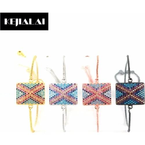 Luxury Rose Gold Color Bracelet for Women Fashion Jewelry Adjustable Chain & Link Bracelet Bangle Pave Colorful Zirconia Gift