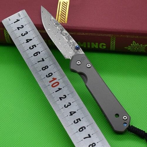 Damascus Blade Mini Titanium Handle Folding Knife Multifunction Tactical Defense Hunting Knife Outdoor Fruit Knives EDC Tools