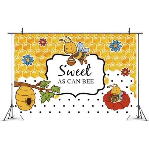 Happy Birthday Party Backdrop Cute Bee Photography Background Photo Booth Studio Decor