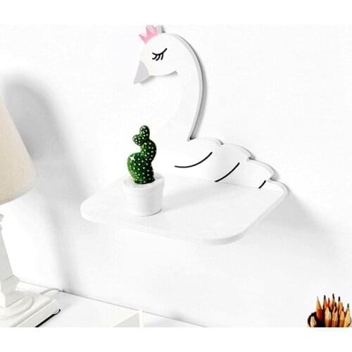 Cute Swan Storage Holders Floating Shelf Childen Room Clothes Sundries Decoration Racks Wall Shelf Organization