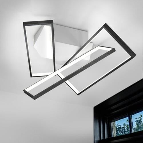 Modern LED Chandelier Lights Black White For Bedroom Lamps Study Dining Room Remote Control Surface Mount Home Indoor Fixture