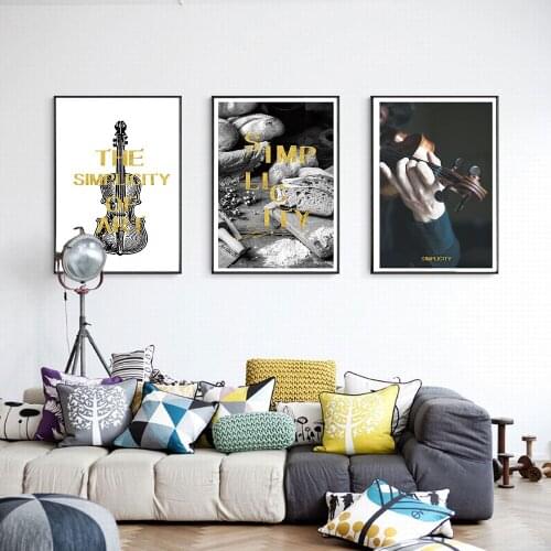 Nordic Modern Poster Fashion Canvas Painting violin Quote Art Print Minimalist Bedroom Wall Picture For Living Room Home Decor