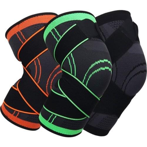 2Pcs Sports Kneepad Men Pressurized Elastic Knee Pads Support Fitness Gear Basketball Volleyball Soccer Brace Protector