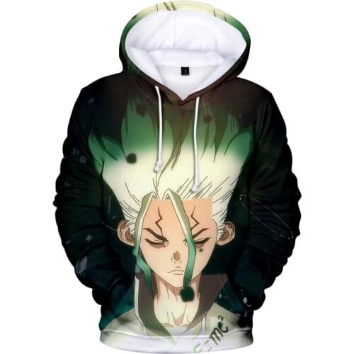3D print Dr stone Printing Hoodies Anime cosplay Dr stone Hoodie sweatshirt hit hop Cartoon Teenage mens clothing