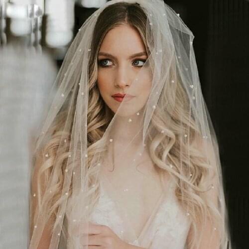 Vintage Ivory Peal Veil Wedding Women One Layer Bridal Veil With Combe Tulle Wedding Accessories 2019 New Arrival