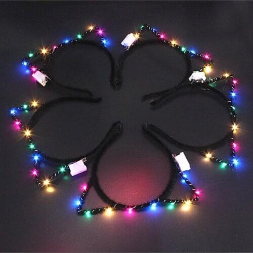 1PC Black Led Ear Cat Shaped LED Headbands Party Light Up Flashing Blinking Party Headwear Christmas Hair Accessories Glow Party