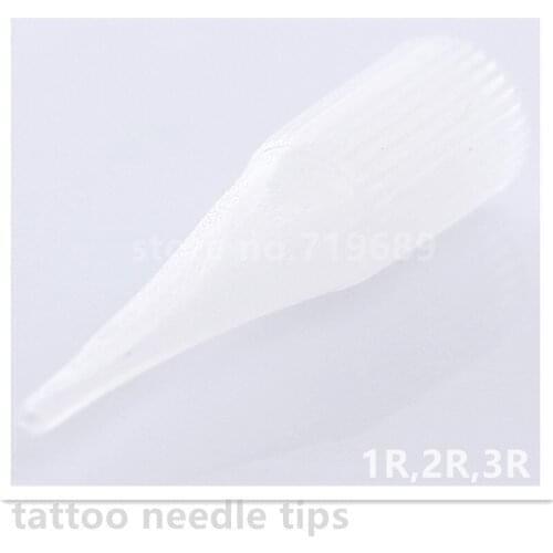 100Pcs Eyebrow Tattoo Needle Tips For Permanent Makeup Plastic Tattoo Caps Matched For 1R, 2R,3R, 5R Needles loosing packing