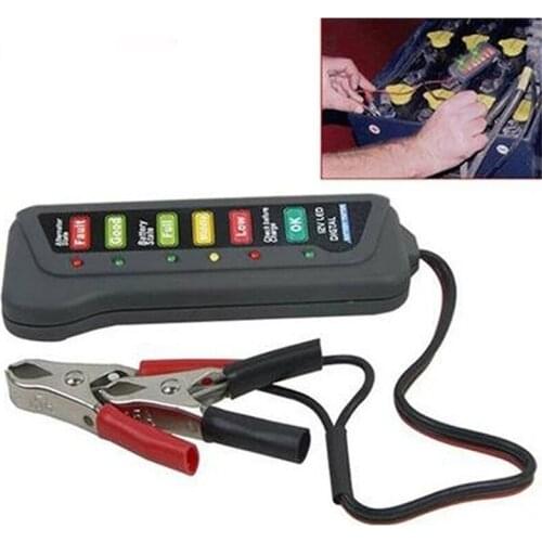 12V LED Digital Battery Tester Battery Alternator Tester with Two Clips For Car Motorcycle Trucks