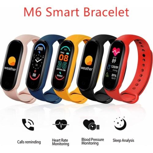 2021 M6 Smart Bracelet Watch Fitness Tracker Smartband Heart Rate Blood Pressure Monitor Mi Band 6 For XIaomi IOS Android Phone