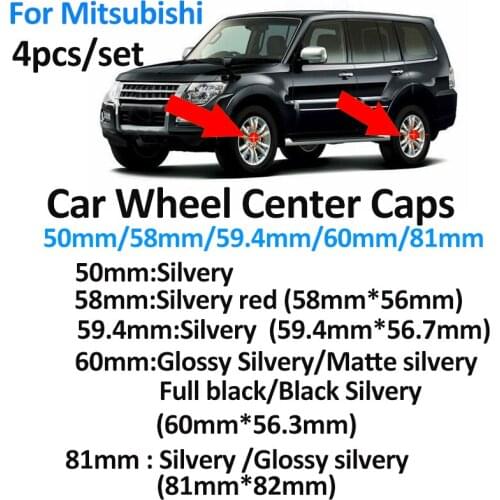 4pcs 50mm 58mm 60mm Car Badge Auto Car Wheel Rims Center Hub Caps Covers for Lancer 10 9 EX Eclipse Galant Outlander Car Styling