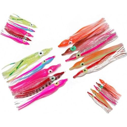 50pcs 11cm Mixed Color Soft Silicone Fishing Lures Plastic Octopus Squid Skirt Fishing Lure Saltwater Octopus Bait For Fishing