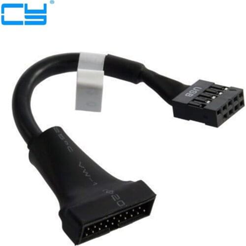 USB 2.0 9pin Housing Male to Motherboard USB 3.0 19pin Header Female Cable 15cm