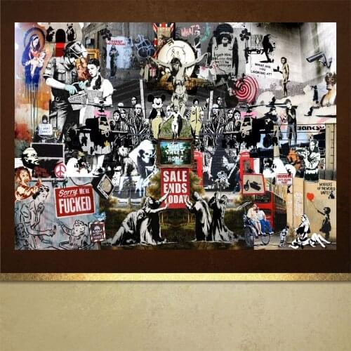 Abstract Banksy Graffiti Art Oil Painting HD Canvas Prints Modern Wall Painting Artwork