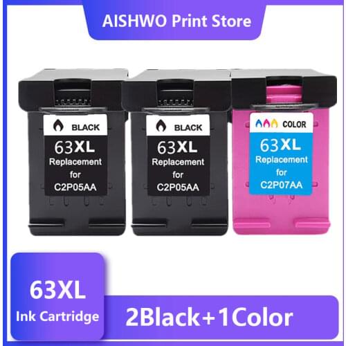 ASW 63XL Ink Cartridge Replacement for hp 63 XL Ink Cartridge HP63 for Deskjet 1110 2130 2131 2132 3630 5220 5230 5252 Printer