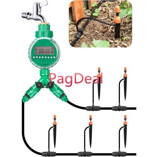 Auto Drip Irrigation 20M 8/11 Hose DIY Watering Irrigation System Auto Manual Timer Dripping Spray Sprinkler Free Shipping