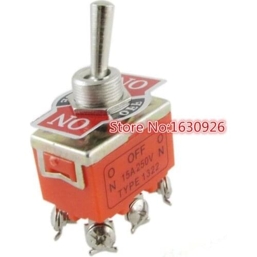 Free shipping 5pcs AC 15A 250V 3 Position 2P2T ON-OFF-ON 6 Pin Toggle Switch