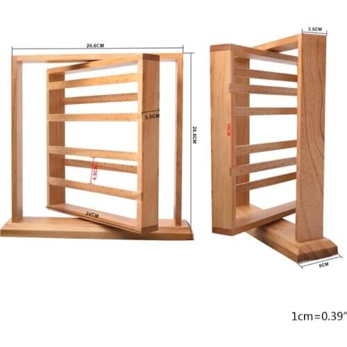 Wood Earring Stand Display Rack 6-Tier Ear Stud Holder Rotating Jewelry Organize