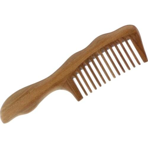 Wood Hairbrush Green Sandalwood Wide Teeth Comb /Pocket Head Massage Antistatic Detangling Comb