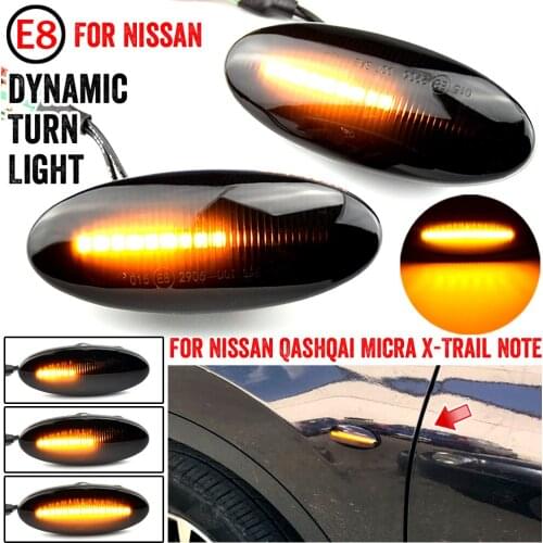 Dynamic LED Fender Side Marker Turn Signal Lights Amber For Nissan Qashqai Dualis Juke Micra March Micra Note X-Trail