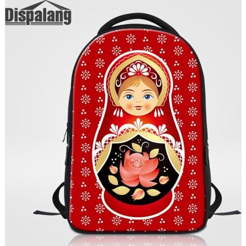 Dispalang Matryoshka Doll Printing Laptop Backpack College Cute Russian Doll Women Travel Backpack Girl Big Shoulder Schoolbags