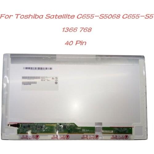 For Toshiba Satellite C655-S5068 C655-S5 Laptop LCD Screen LED Display Replacement 15.6" HD 1366X768 40pins