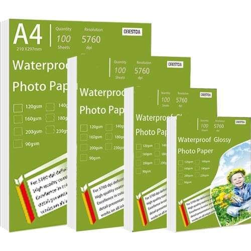 20/100sheets Glossy Photo Paper A4 3R 4R 5R Waterproof For Inkjet Printer Paper studio Photographer Photographic Color Coated