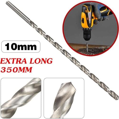 HSS Silver Drill Bit 6-12mm Diameter Extra Long Straight Shank Auger Twist Drill Bit Set 350mm Length for Electric Drills