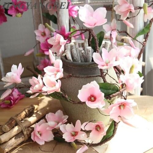 High Quality 1.8m Silk Magnolia Flowers Orchid Vine Wedding Party Artificial Yulan Flowers For Home Decoration