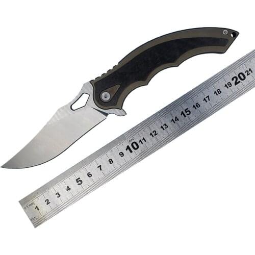 Ceramics Ball Bearing Fast Open Flipper Folding Knife M390 Satin Blade Carbon Fiber + TC4 Titanium Handle H1201