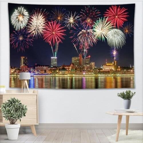 Beautiful Firework Tapestry Wall Hanging Decor Home Birthday Party Decoration Fabric Tapestries Camping Tent Travel Sleeping Pad
