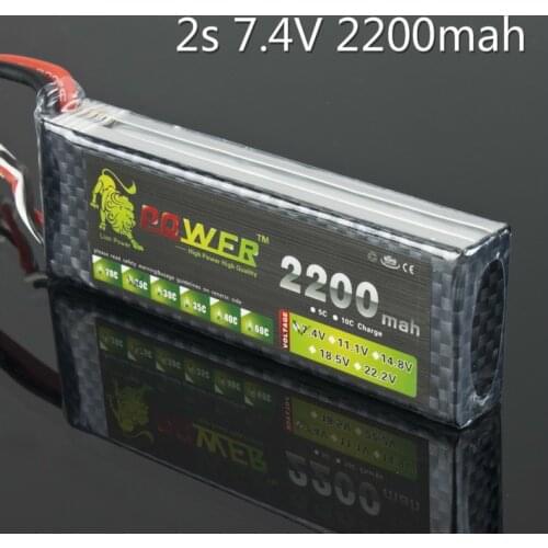 Lion Power 2S Lipo Battery 7.4V 2200mah 25C Max 40C JST T XT60 Plug for RC Qudcopter Airplane WLtoys K949 Car 1/16 Revo Toy