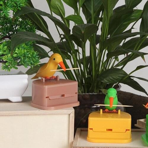 Small Bird Toothpick Container Automatic Toothpick Dispenser Toothpick Holder Storage Box Desk Decoration Kitchen Accessories