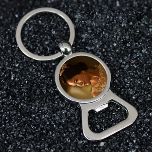 Sublimation metal keychains wine Bottle opener key ring hot transfer blank metal key ring jewelry diy consumables 20pieces/lot