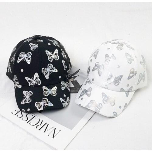 Fashion Fluorescent Butterfly Printing Adjustable Baseball Cap Women Casual Outdoor All-match Sunhat Men Cotton Breathable Hat