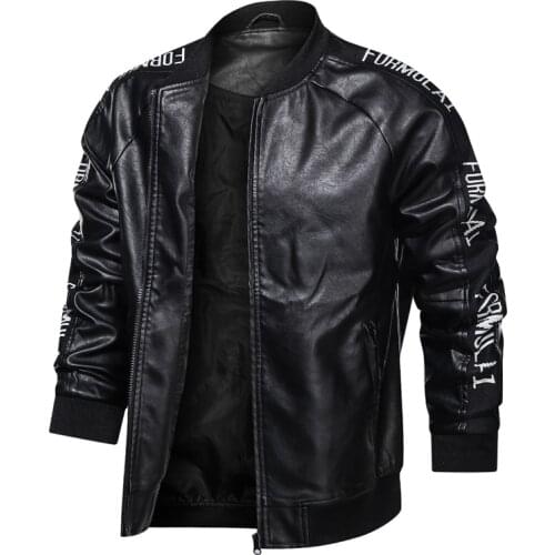 Pop leather jacket men Autumn baseball jacket pu coat Leisure mens bomber pilot jacket stand collar biker jacket Brand clothing
