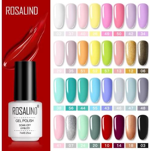 ROSALIND Gel Polish Set Manicure for Nails Semi Permanent Vernis top coat UV LED Gel Varnish Soak Off Nail Art Gel Nail Polish