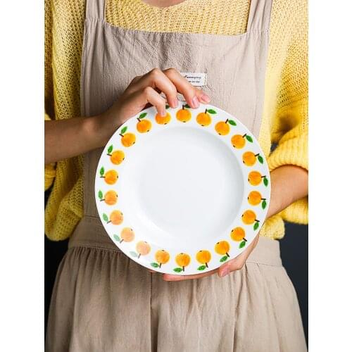 Nordic Style Bone China Fruit Bowl Cute Lemon Orange Ceramic Household Soup Bowl Plate Household Plate