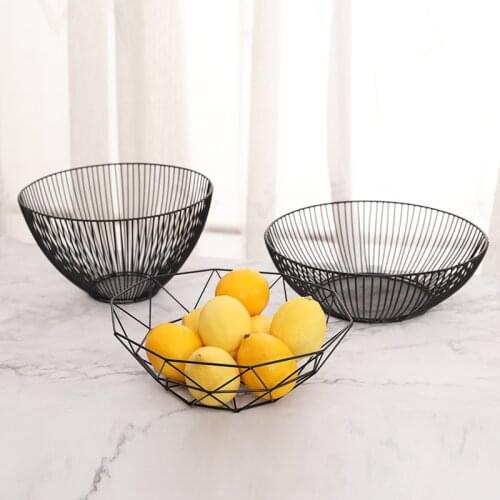 Nordic Fruit Basket Fruit Drain Basket Home Iron Fruit Bowl Storage Holder Storage Basket Metal Bowl Kitchen Storage Container